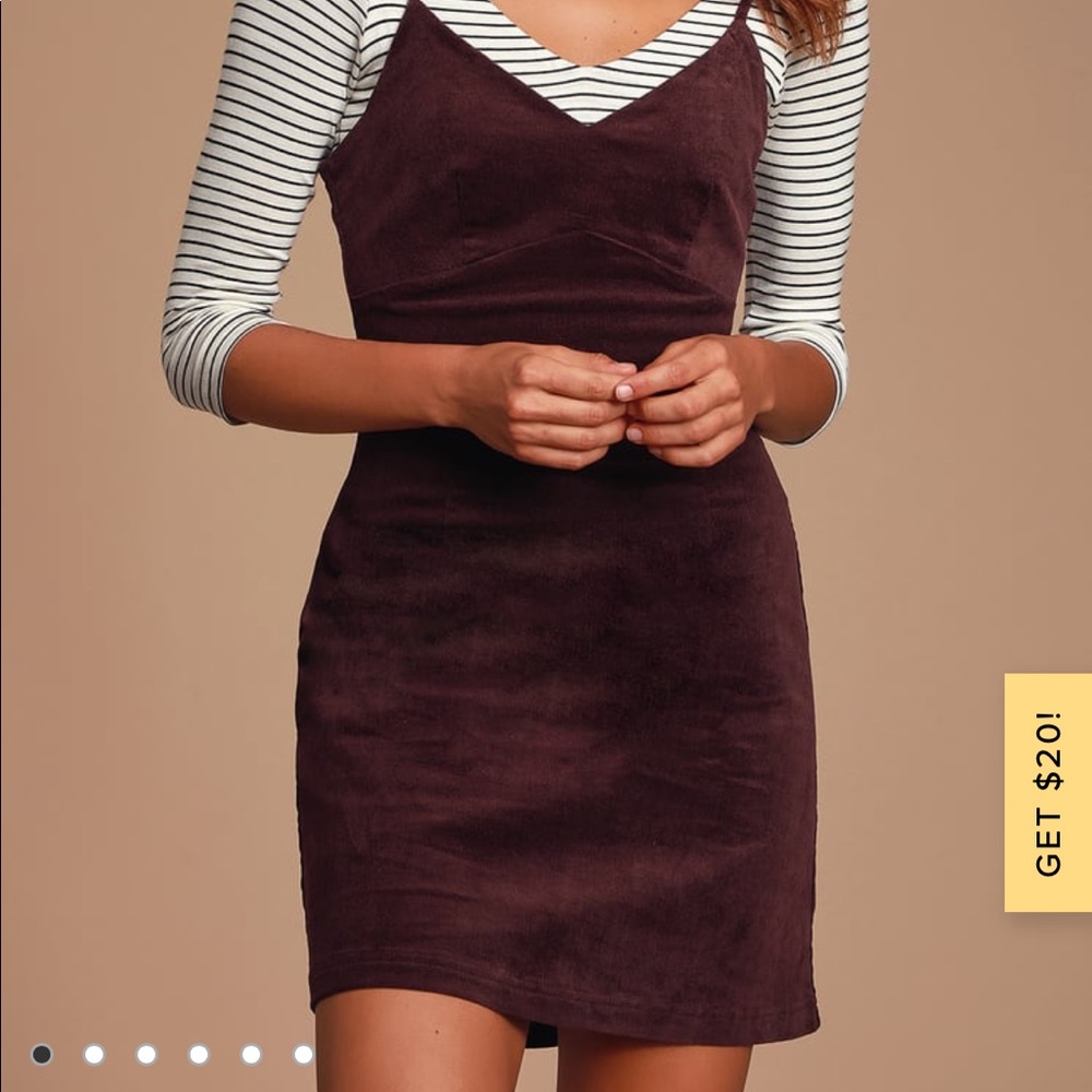 Lulus plum corduroy y2k 90s mini dress size xs